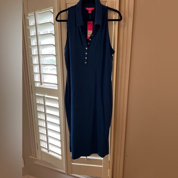 NWT Lilly Pulitzer Reema Sleeveless Polo Dress Navy - Picture 2 of 3